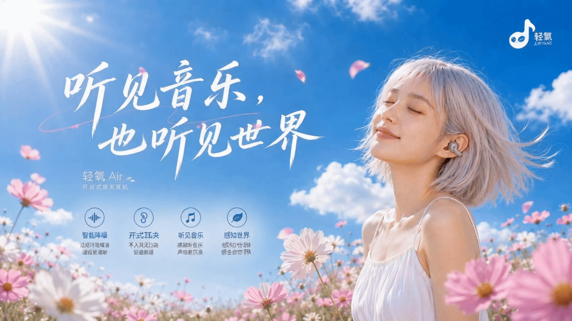 《听见风的形状》| 轻氧Air开放式耳夹耳机TVC广告(图ZNDEwMDI1NzEy) - AI作品 - 站酷设计师sinn_原创素材 - 站酷ZCOOL
