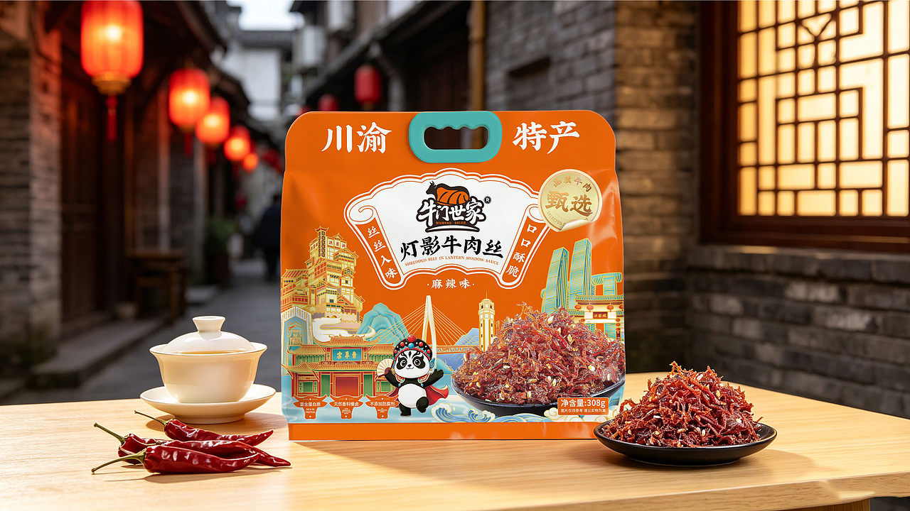 【牛门世家灯影牛肉丝】爆款包装设计(图ZNDEwMDU0MjM2) - 品牌 - 站酷设计师虎派品牌策划原创素材 - 站酷ZCOOL