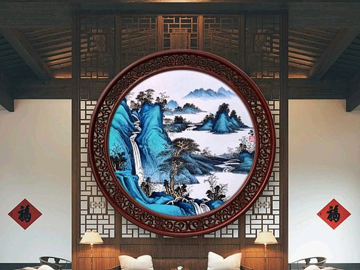 圆光青绿山水