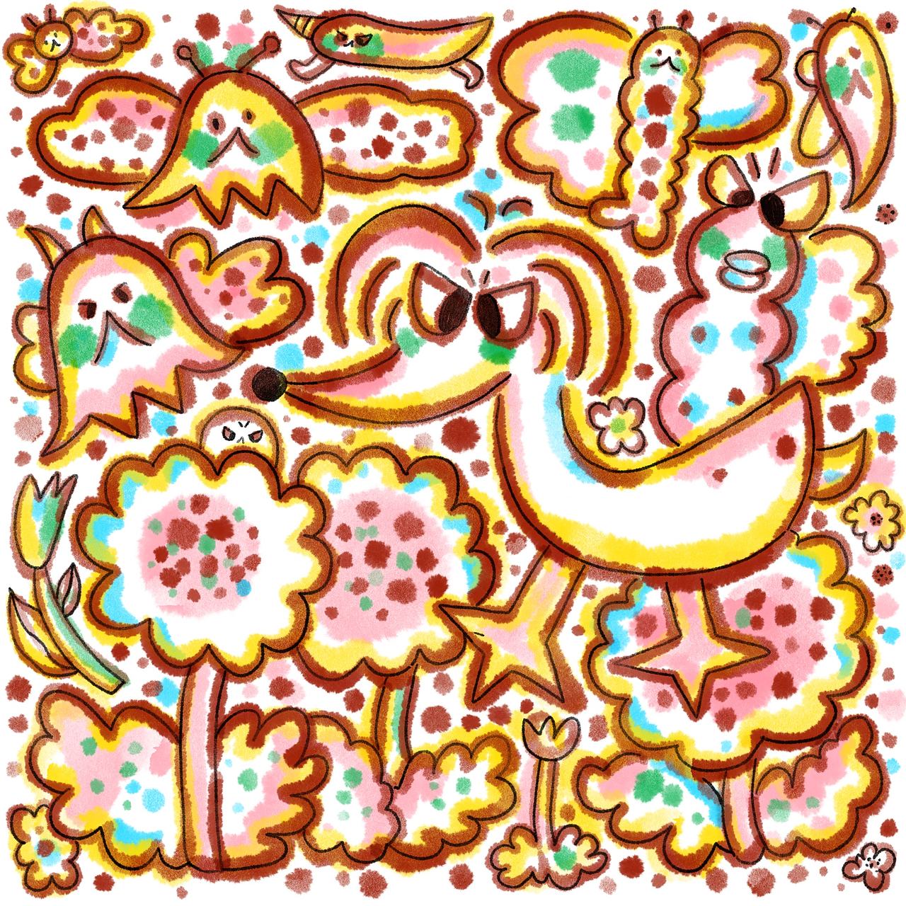 摇滚郁金香和他的暴躁朋友们（图ZNDEwMjQ5NzA4） - 新锐潮流插画 - 站酷设计师虫小猛猛原创素材 - 站酷ZCOOL