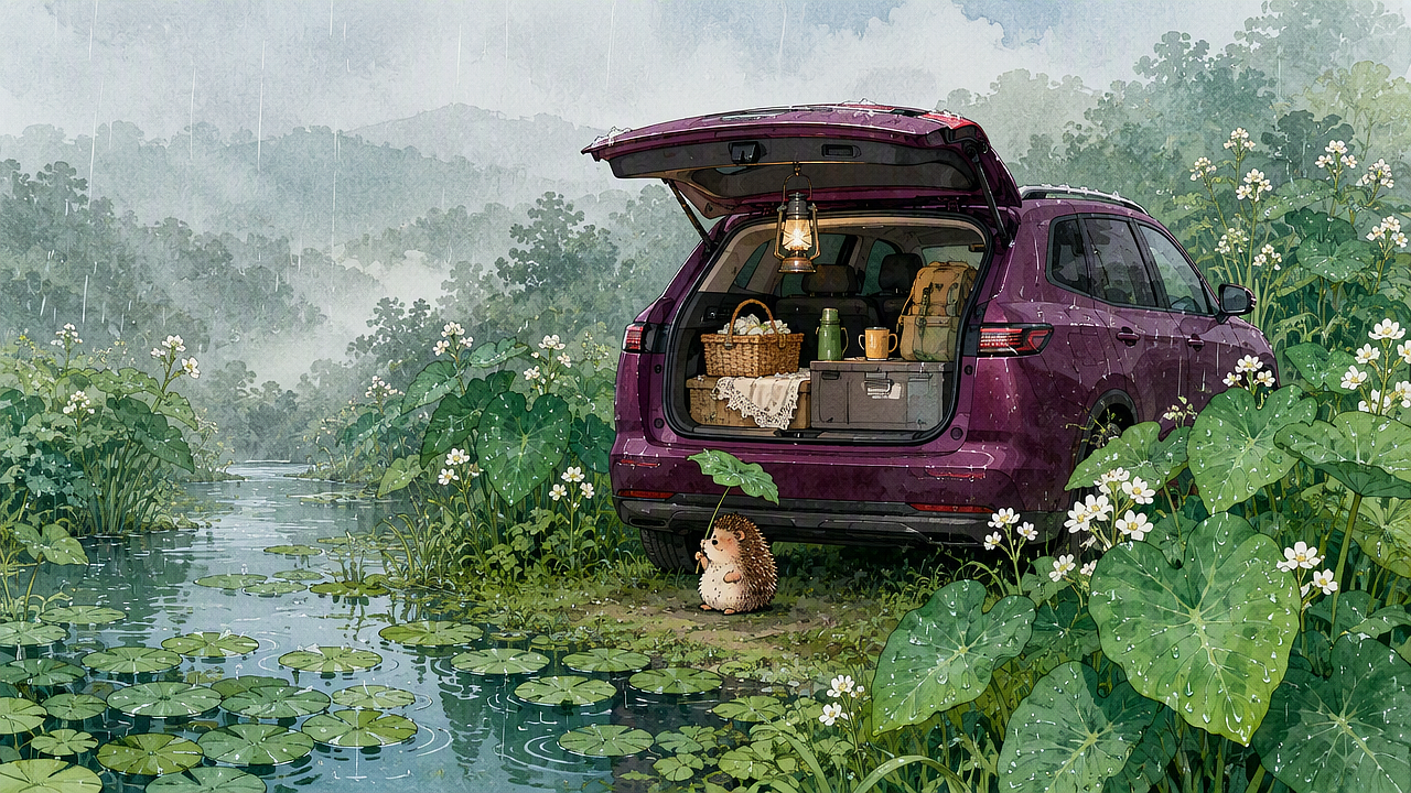 一车，山野，细雨｜解锁汽车的万般生活场景（图ZNDEwMjk3NTc2） - AI作品 - 站酷设计师酷AI设计原创素材 - 站酷ZCOOL
