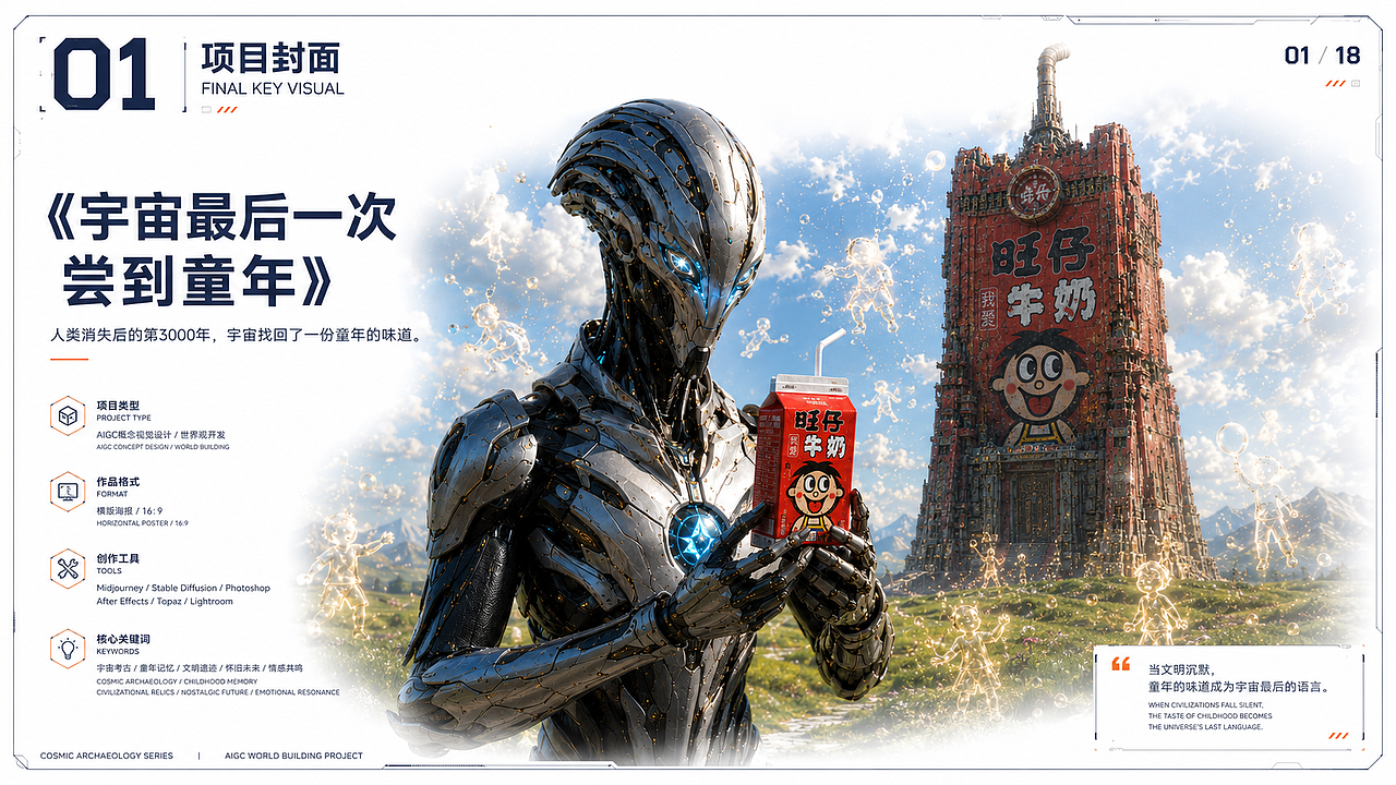 旺仔牛奶 × AIGC｜未来文明中的童年记忆（图ZNDEwMzYxOTg4） - AI作品 - 站酷设计师钰欣1原创素材 - 站酷ZCOOL