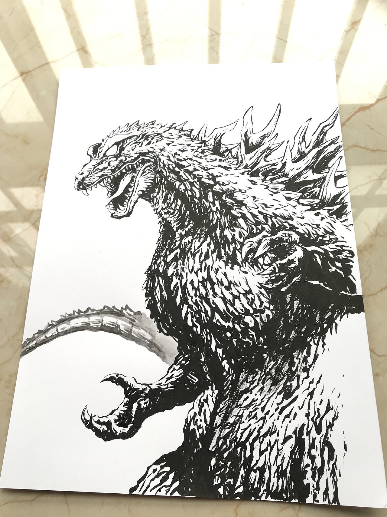 手绘，哥斯拉练习（图ZNDEwNDE3Mzc2） - 新锐潮流插画 - 站酷设计师阿柒在画了原创素材 - 站酷ZCOOL