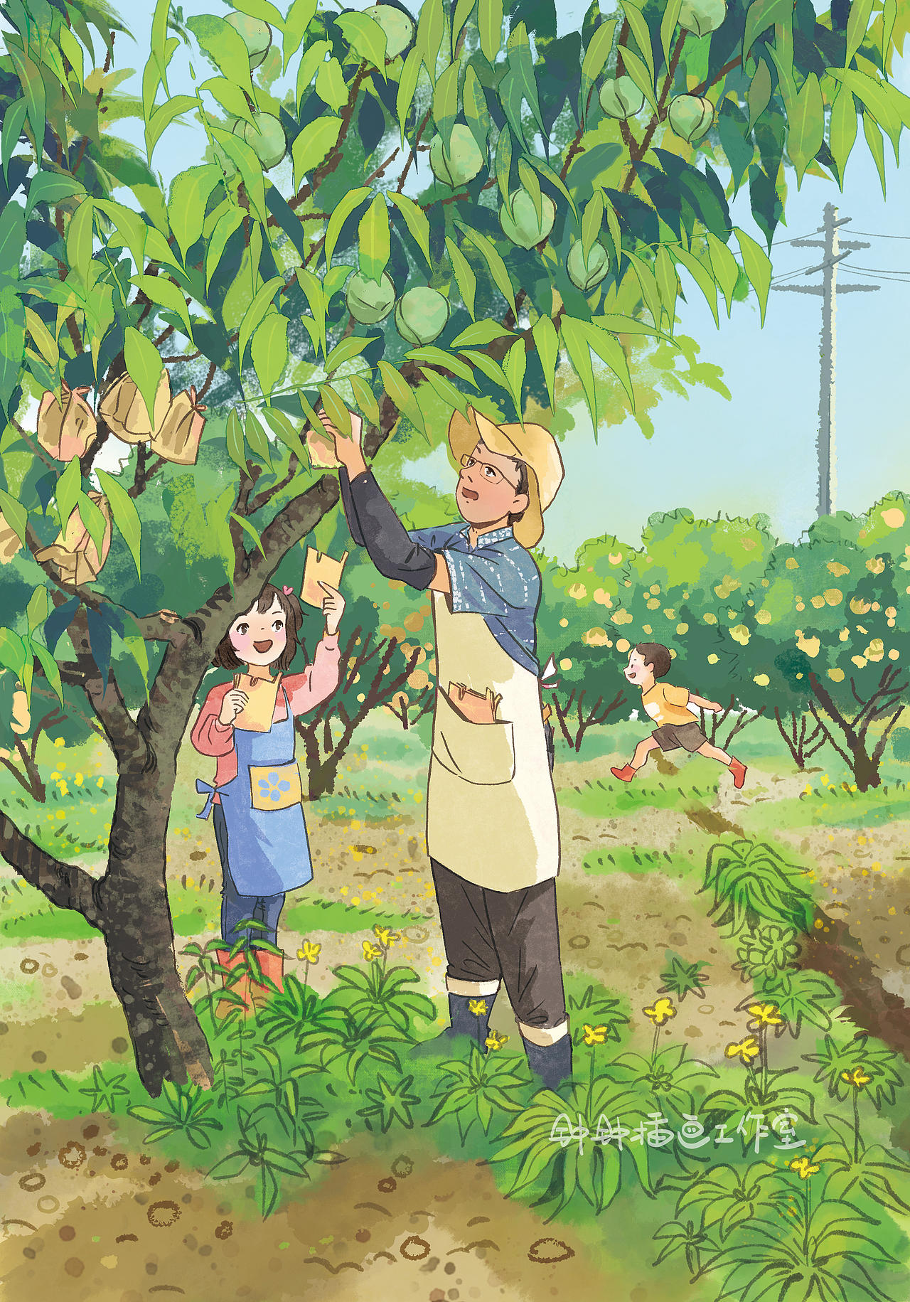 童书插图｜桃花朵朵（已商用）（图ZNDEwNDU0MTQw） - 儿童插画 - 站酷设计师钟钟插画工作室原创素材 - 站酷ZCOOL