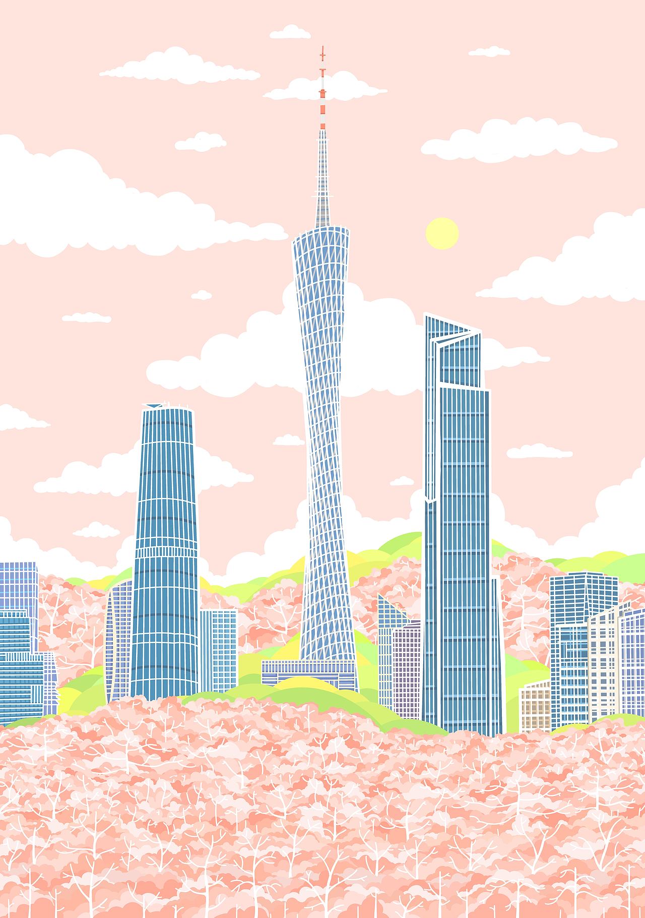 广州城市插画12画（图ZNDEwNDU4NjYw） - 商业插画 - 站酷设计师黄胜福原创素材 - 站酷ZCOOL