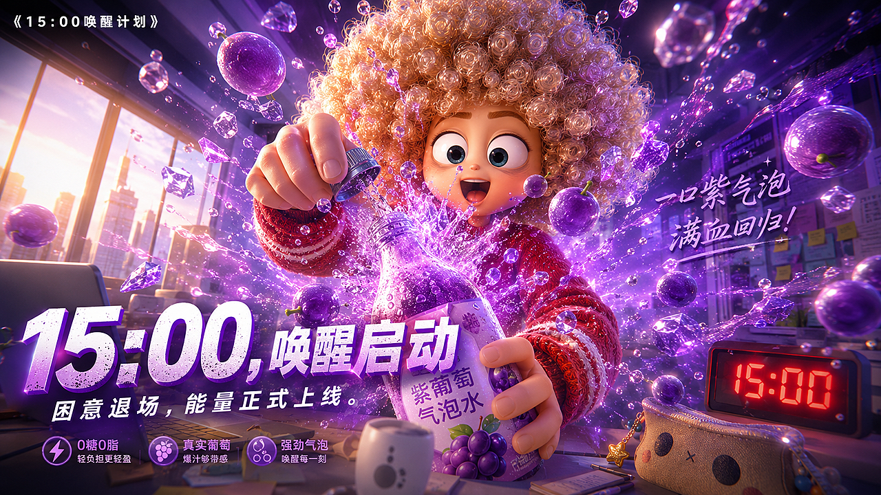 《15:00唤醒计划》|AIGC动画广告(图ZNDEwNDYyMzMy) - AI作品 - 站酷设计师子言sunshine原创素材 - 站酷ZCOOL