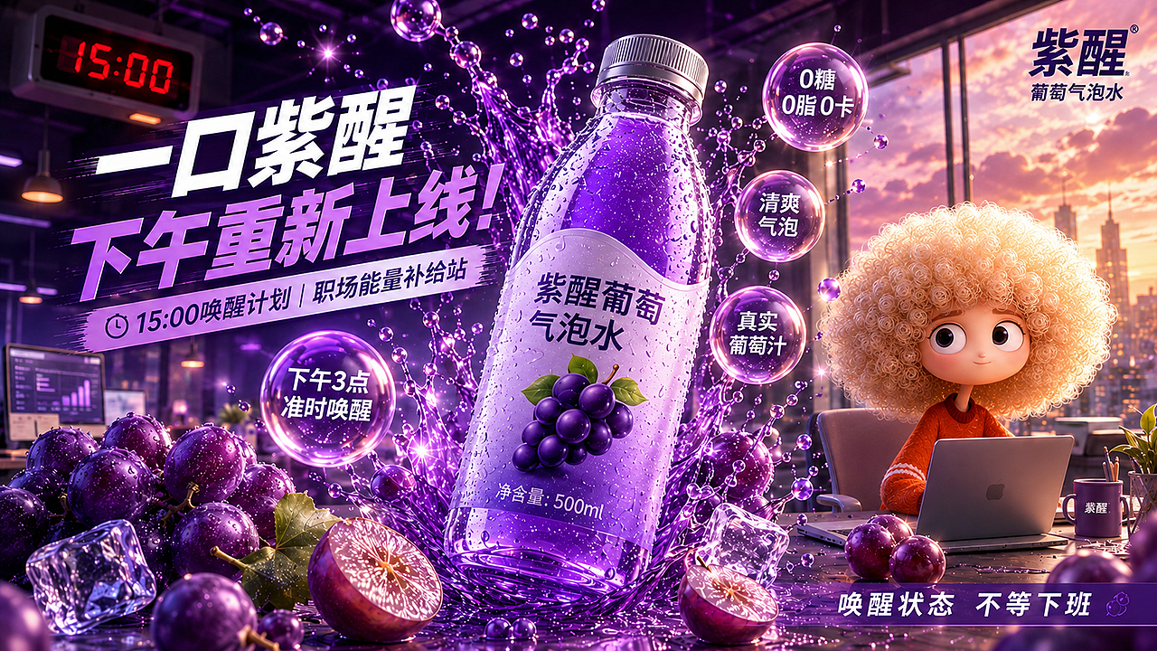 《15:00唤醒计划》|AIGC动画广告(图ZNDEwNDYyMzYw) - AI作品 - 站酷设计师子言sunshine原创素材 - 站酷ZCOOL