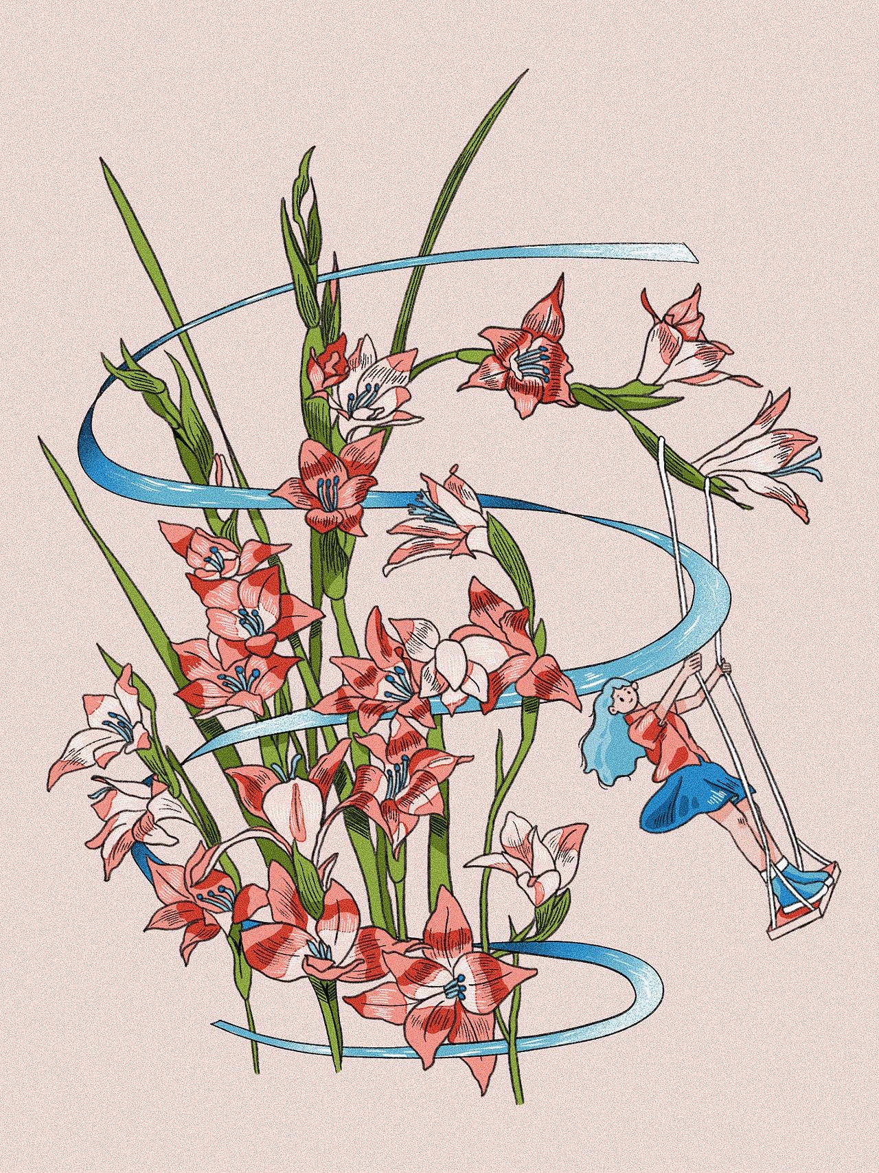 我与花共舞（图ZNDEwNDg0NTg0） - 商业插画 - 站酷设计师小花嘎进阶版原创素材 - 站酷ZCOOL