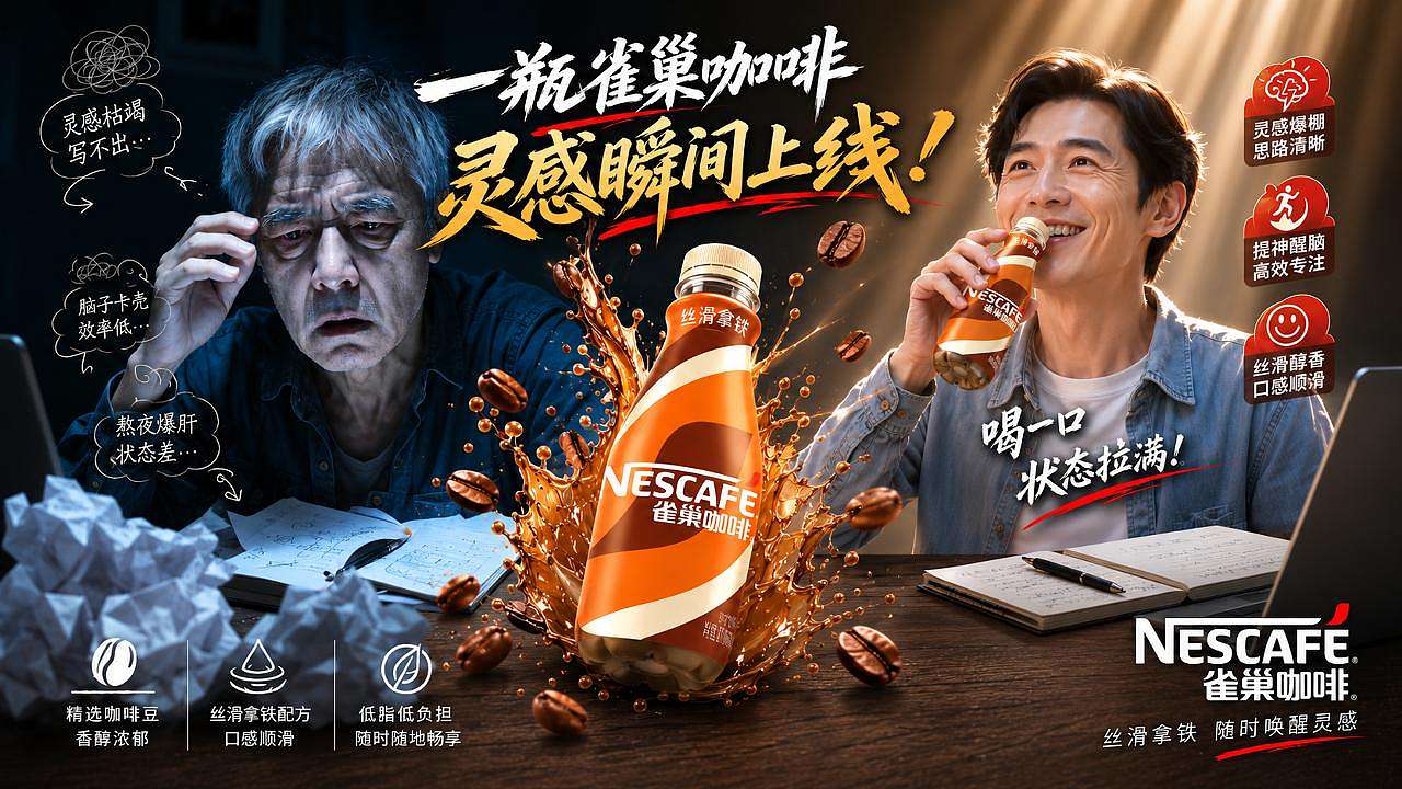 灵感枯竭（雀巢）让你立马灵感上线（图ZNDEwNTA0Nzk2） - AI作品 - 站酷设计师ZZli小白原创素材 - 站酷ZCOOL