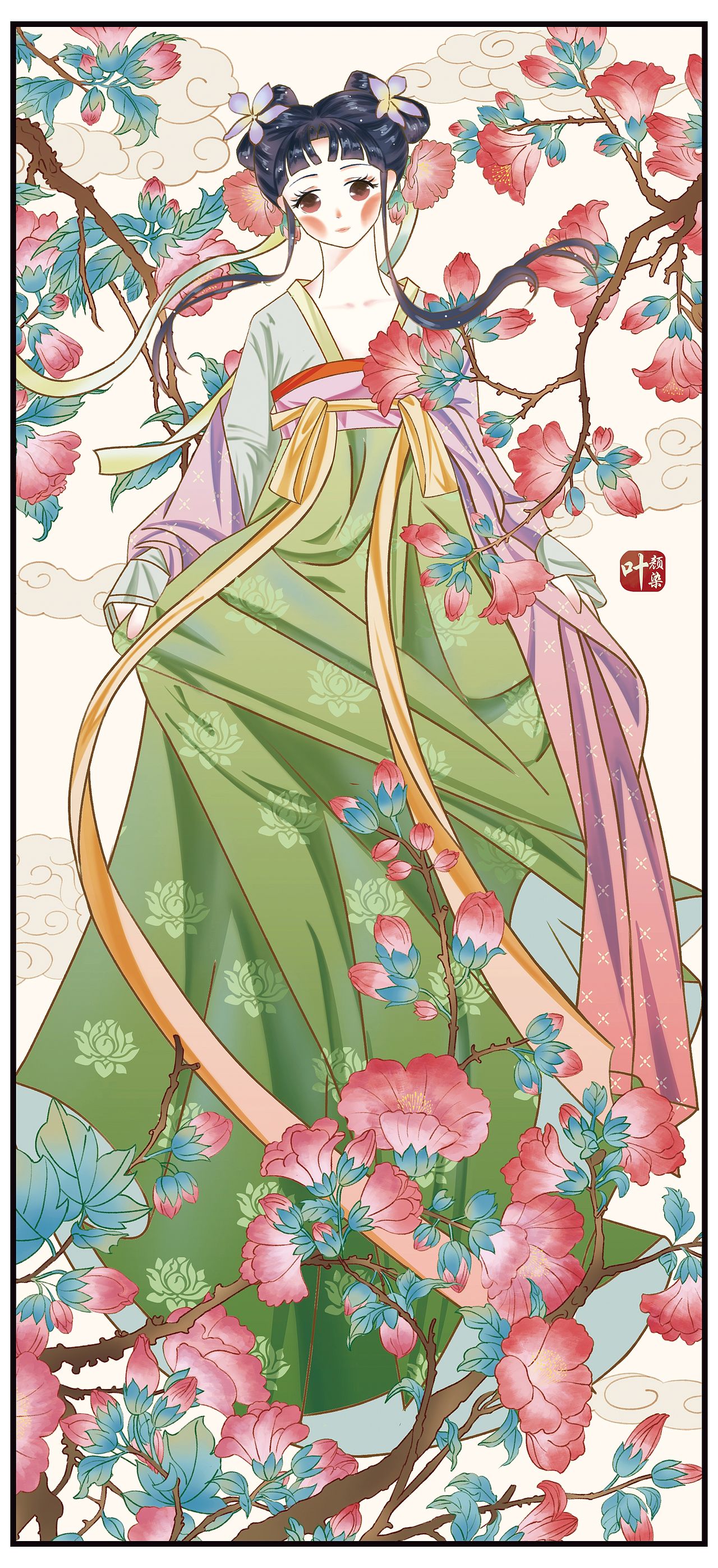 十二花神——芙蓉（图ZNDEwNTIyMzEy） - 商业插画 - 站酷设计师叶颜染原创素材 - 站酷ZCOOL