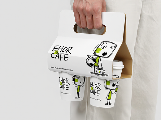 「EHOR CAFE」盒尔咖啡｜一套极简手绘IP 咖啡品牌设计
