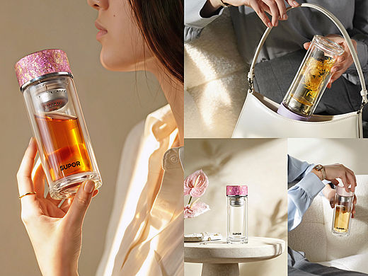 女性双层玻璃杯