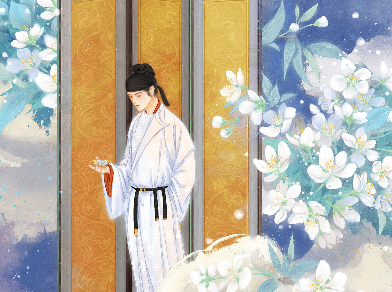 稿件展示：子直晋昌李花（图ZNDEwNTYxNDcy） - 艺术插画 - 站酷设计师南山归鱼原创素材 - 站酷ZCOOL