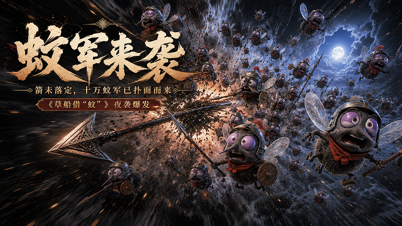 草船借“蚊”丨 AIGC传统叙事的幻想化重构(图ZNDEwNTY1NjUy) - AI作品 - 站酷设计师子言sunshine原创素材 - 站酷ZCOOL