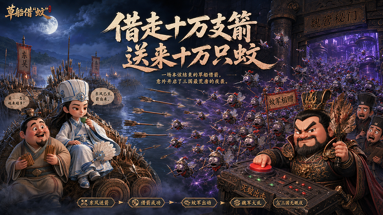 草船借“蚊”丨 AIGC传统叙事的幻想化重构(图ZNDEwNTY1NjYw) - AI作品 - 站酷设计师子言sunshine原创素材 - 站酷ZCOOL