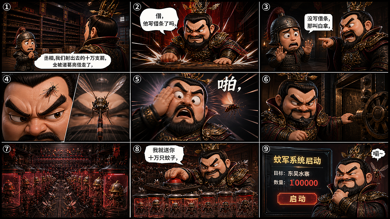 草船借“蚊”丨 AIGC传统叙事的幻想化重构(图ZNDEwNTY2OTQw) - AI作品 - 站酷设计师子言sunshine原创素材 - 站酷ZCOOL