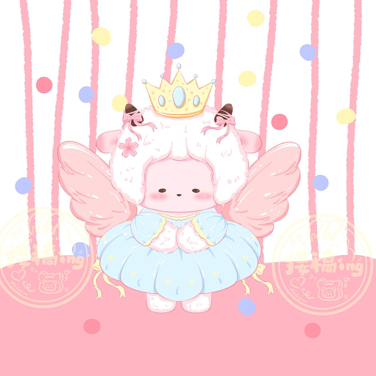 粉色小羊。（图ZNDEwNjA3NDMy） - 商业插画 - 站酷设计师朱妍霏原创素材 - 站酷ZCOOL