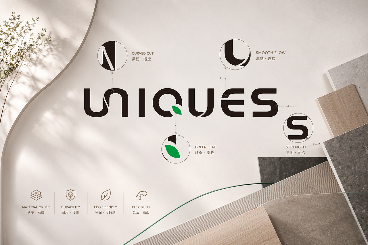 UNIQUES地板建材品牌全案设计（图ZNDEwNjIyOTcy） - Logo - 站酷设计师狮动策划设计原创素材 - 站酷ZCOOL