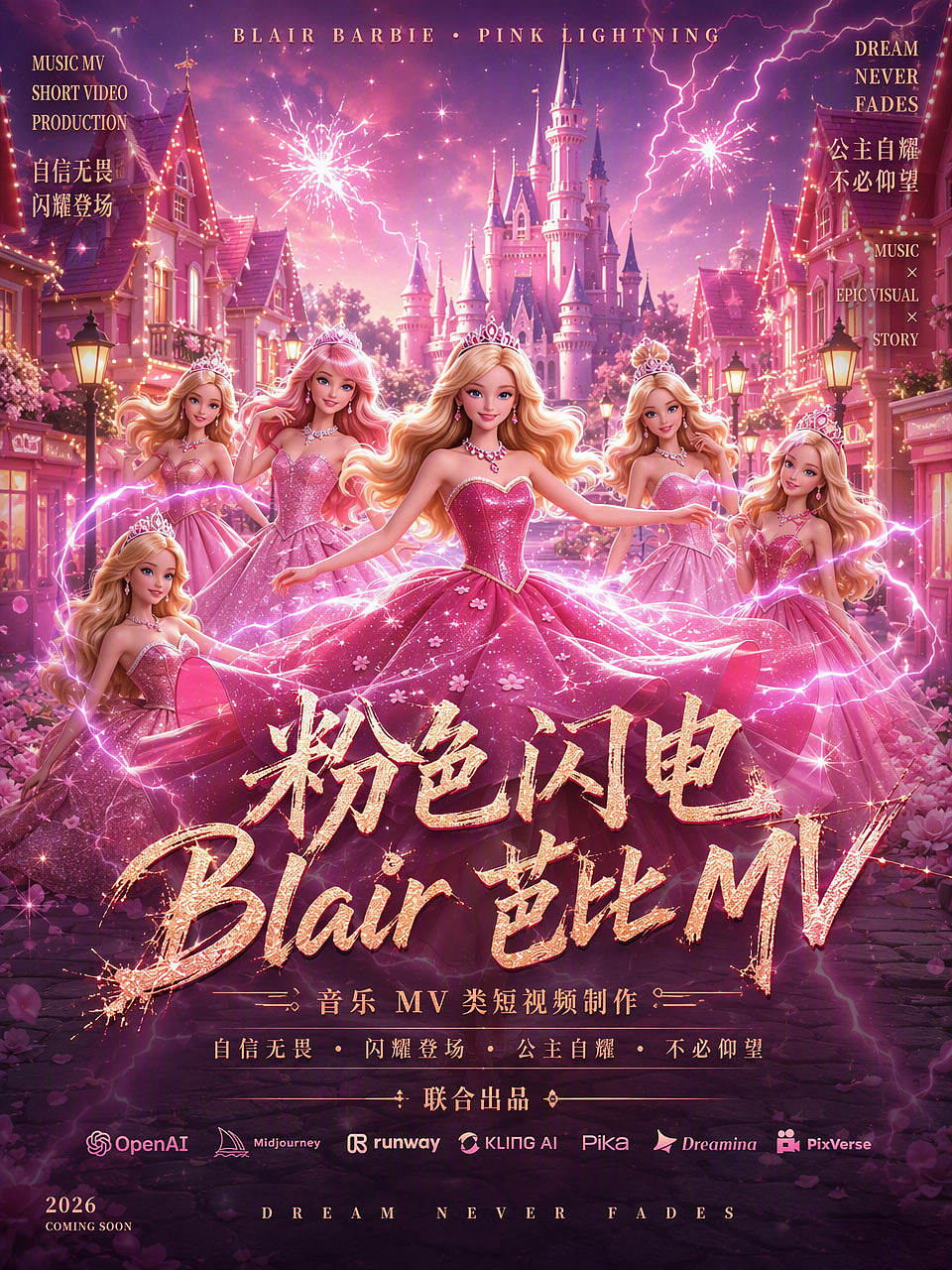 《粉色闪电》色彩与节奏的影像碰撞· AIGC ·MV全案制作（图ZNDEwNjM5MzE2） - AI作品 - 站酷设计师上进的猪原创素材 - 站酷ZCOOL
