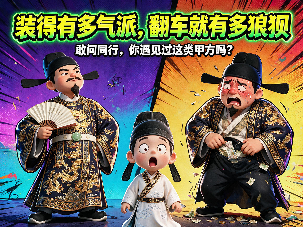 动画制作圈大型反转现场！阔气甲方瞬间原形毕露（图ZNDEwNjQ1MjQw） - 短篇/格漫 - 站酷设计师闪狼动漫原创素材 - 站酷ZCOOL
