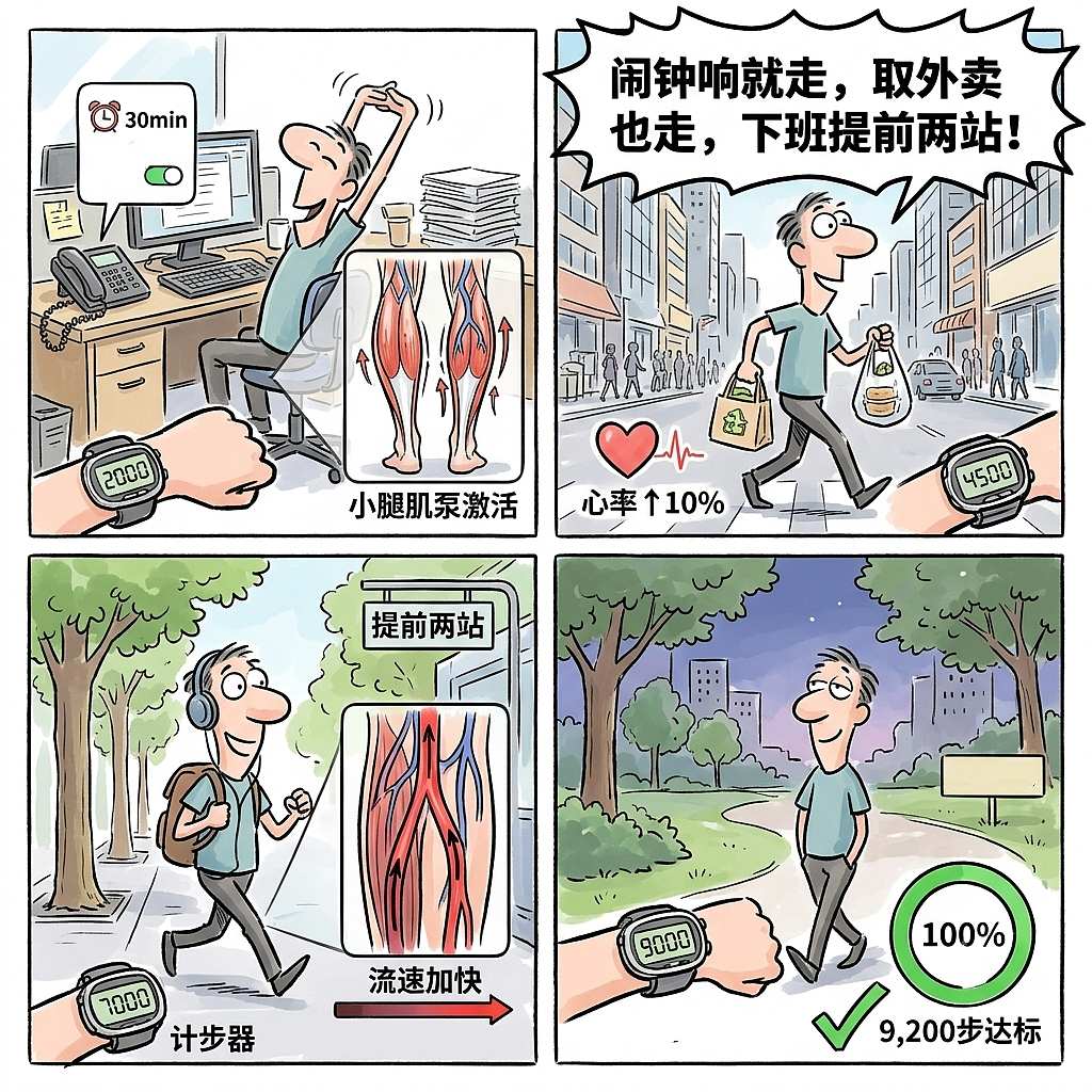 世卫警告:久坐危害仅次于吸烟!但每天9000步能救回来(图ZNDEwNjYwODE2) - 中/长篇漫画 - 站酷设计师huashuoshi原创素材 - 站酷ZCOOL