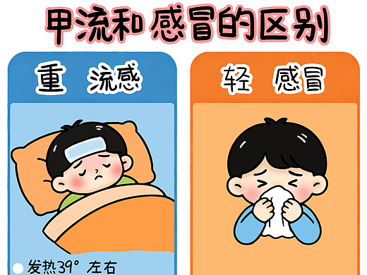 甲流跟感冒的区别宣传图