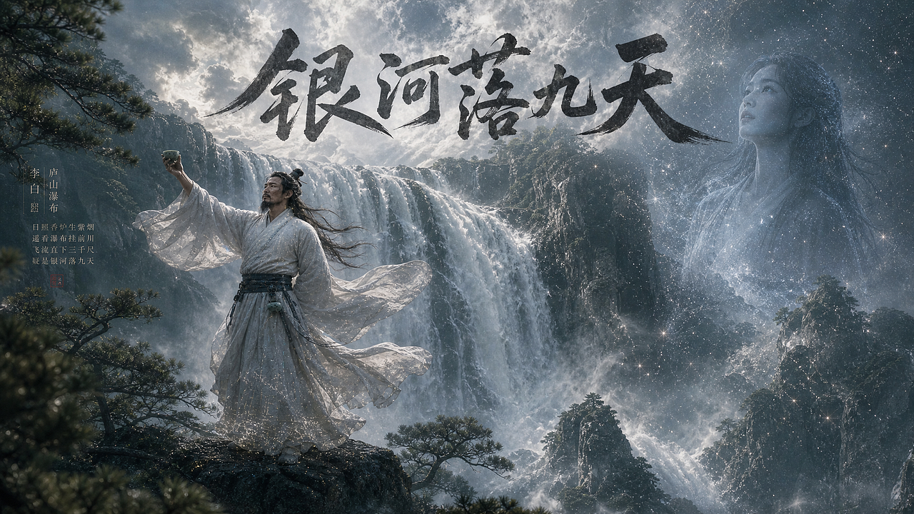 【银河落九天】未来数字技术穿越古诗(图ZNDEwNzUzMTQ0) - 宣传物料 - 站酷设计师AI图图原创素材 - 站酷ZCOOL