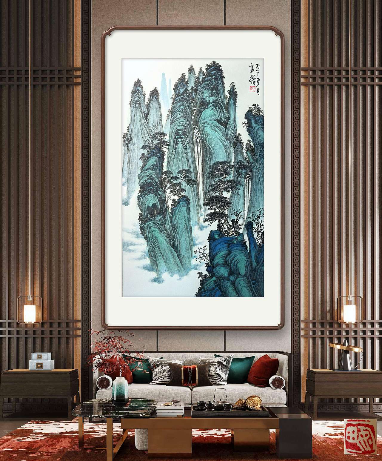 云峰飞瀑(图ZNDEwNzY2ODMy) - 绘画 - 站酷设计师安田原创素材 - 站酷ZCOOL