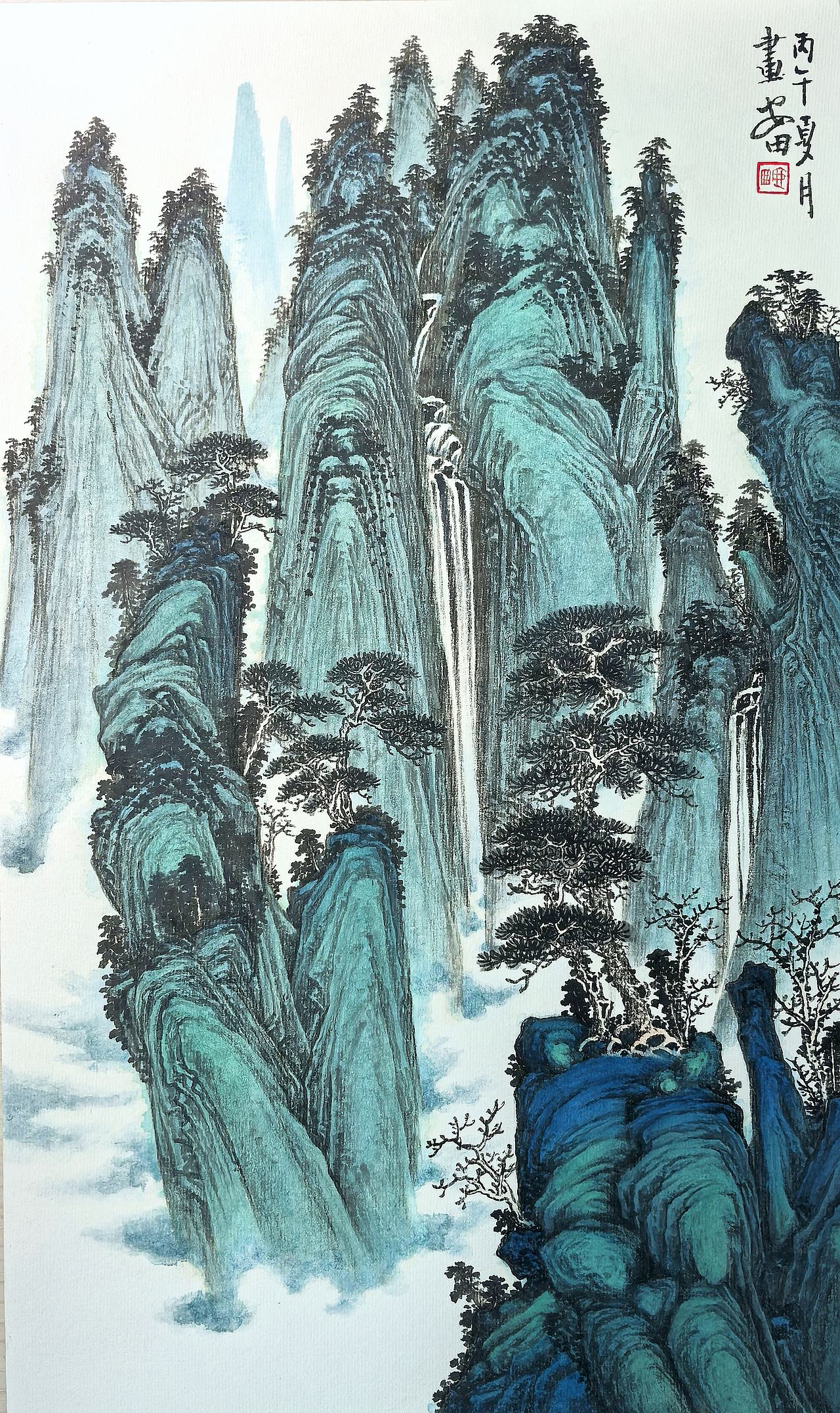 云峰飞瀑(图ZNDEwNzY2ODA0) - 绘画 - 站酷设计师安田原创素材 - 站酷ZCOOL
