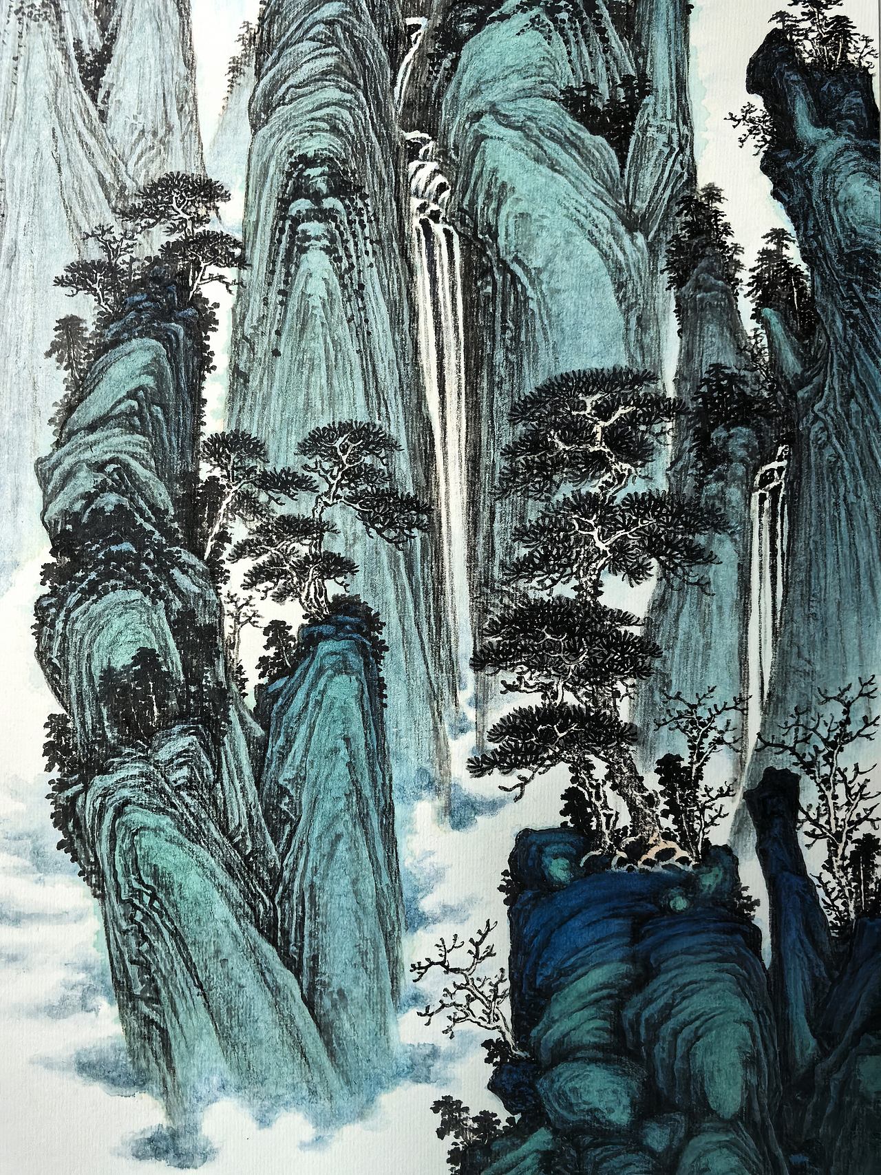 云峰飞瀑(图ZNDEwNzY2ODEy) - 绘画 - 站酷设计师安田原创素材 - 站酷ZCOOL
