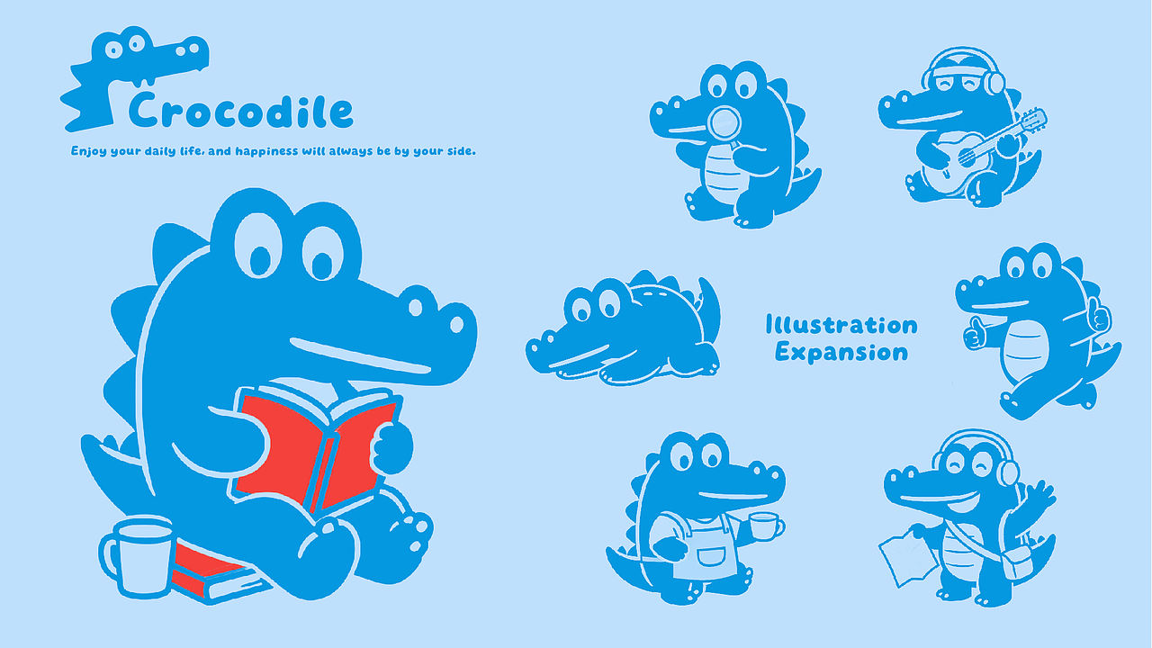 IP形象VI「小蓝鳄｜Crocodile」小红书复古卡通风格（图ZNDEwNzY3ODM2） - 品牌 - 站酷设计师听卜到啊原创素材 - 站酷ZCOOL