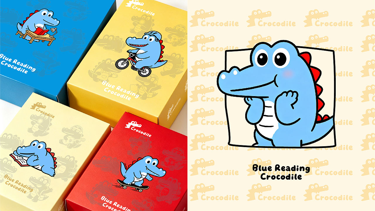 IP形象VI「小蓝鳄｜Crocodile」小红书复古卡通风格（图ZNDEwNzY3ODQ0） - 品牌 - 站酷设计师听卜到啊原创素材 - 站酷ZCOOL