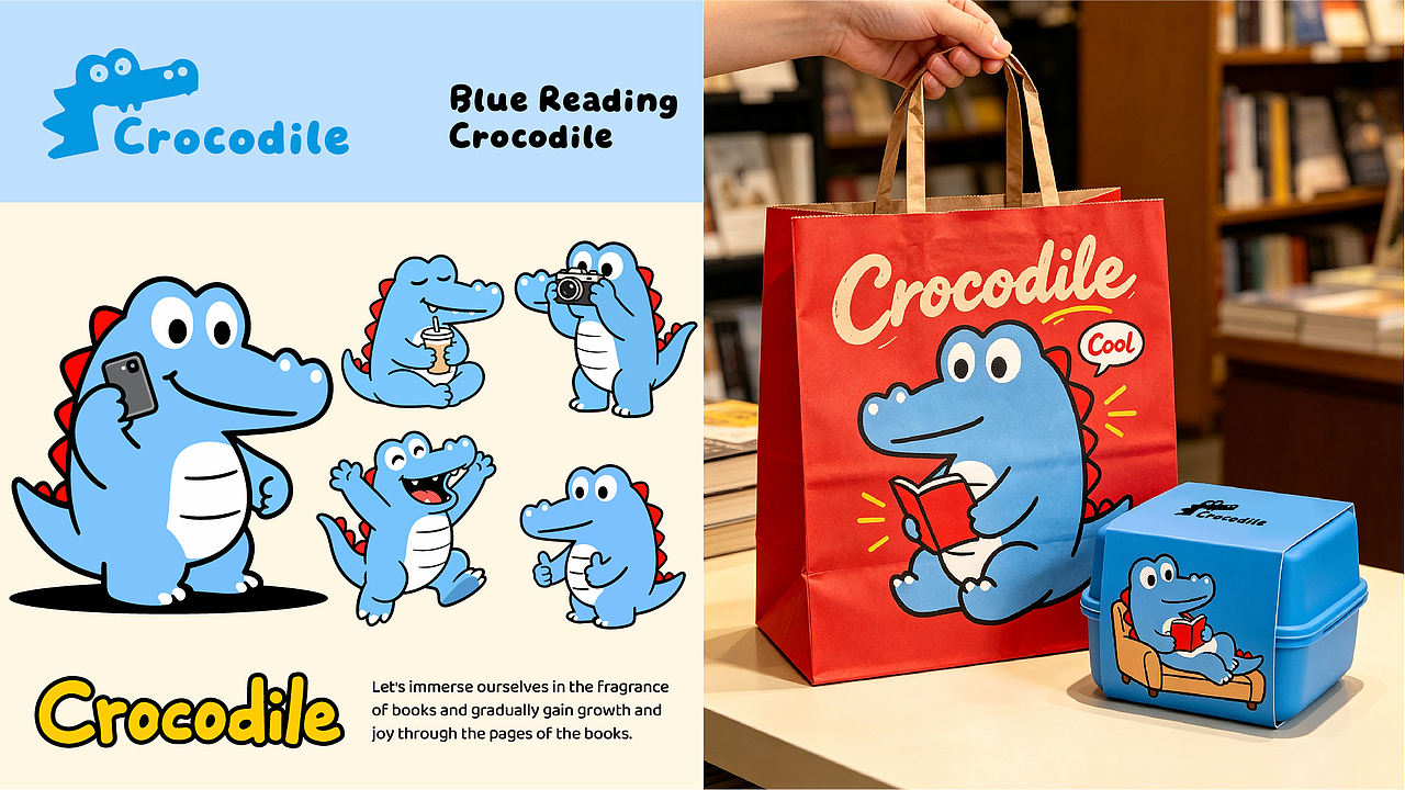 IP形象VI「小蓝鳄｜Crocodile」小红书复古卡通风格（图ZNDEwNzY3ODU2） - 品牌 - 站酷设计师听卜到啊原创素材 - 站酷ZCOOL