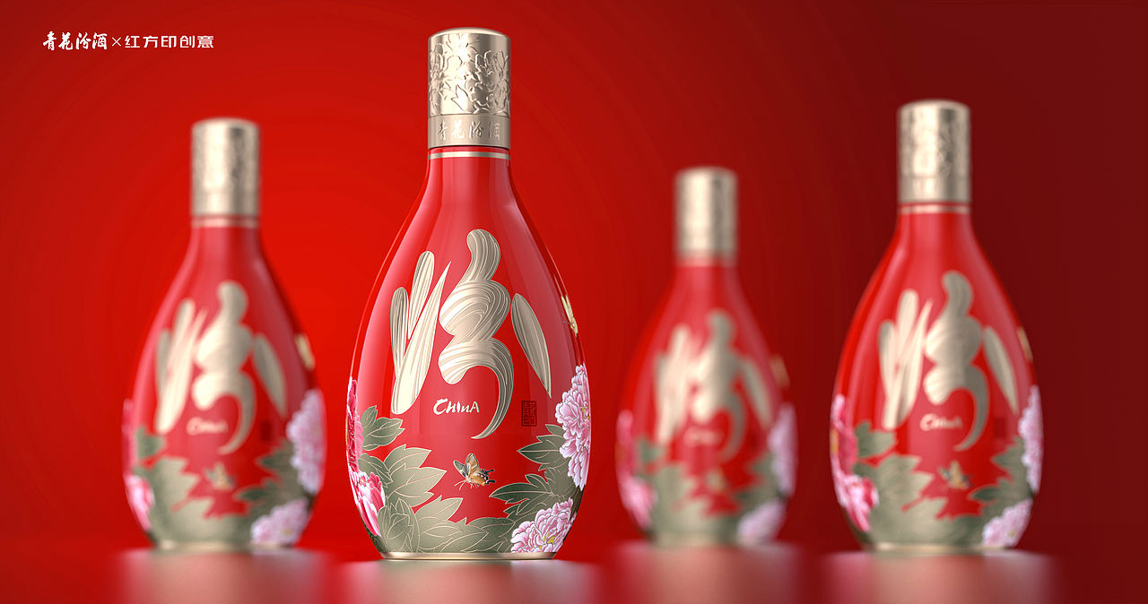 青花汾酒-红禧天香（图ZNDEwODUzMzM2） - 包装 - 站酷设计师红方印创意原创素材 - 站酷ZCOOL