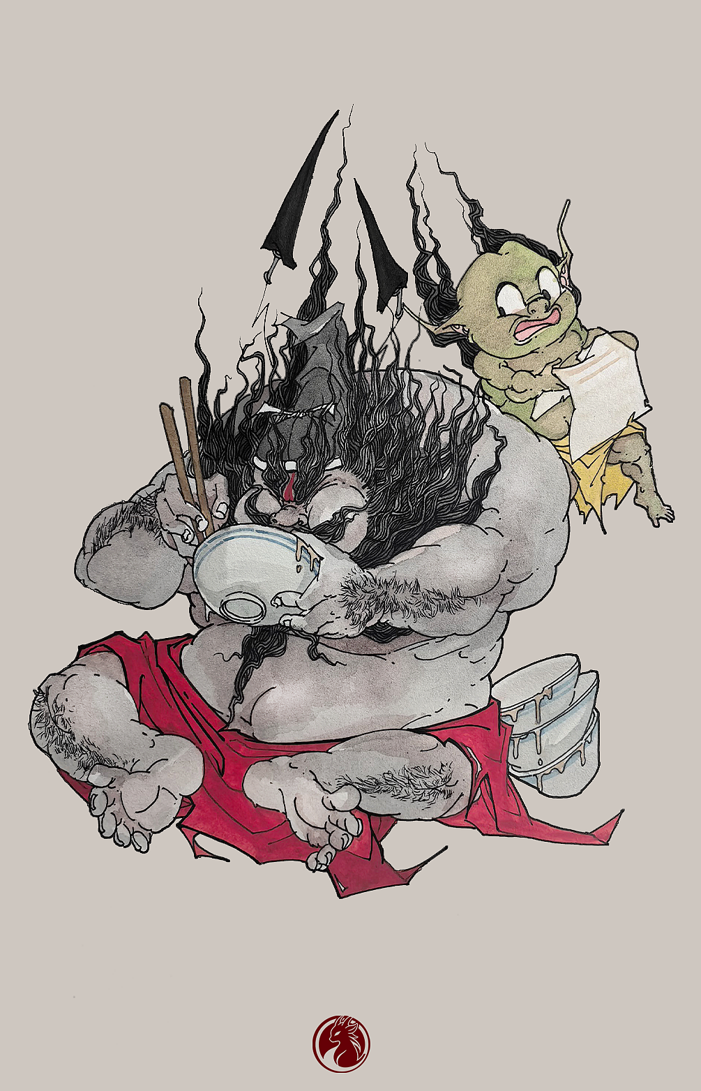 干饭主要是为了减肥——小妖阁钟馗（图ZNDEwODY0OTcy） - 商业插画 - 站酷设计师小妖阁原创素材 - 站酷ZCOOL