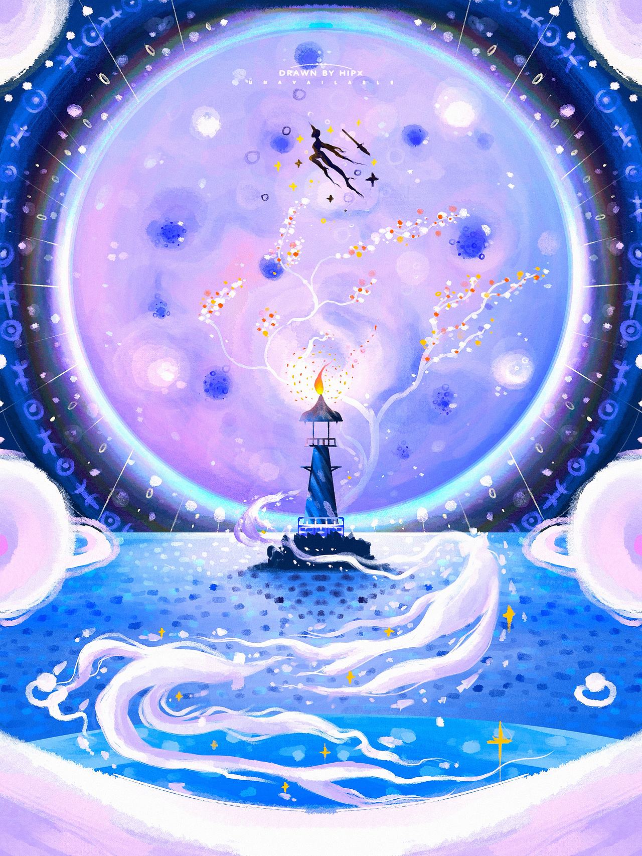 《宇宙点灯|星球灯塔主题原创插画系列》-1(图ZNDEwODc3Mzc2) - 艺术插画 - 站酷设计师海平线HIPX原创素材 - 站酷ZCOOL