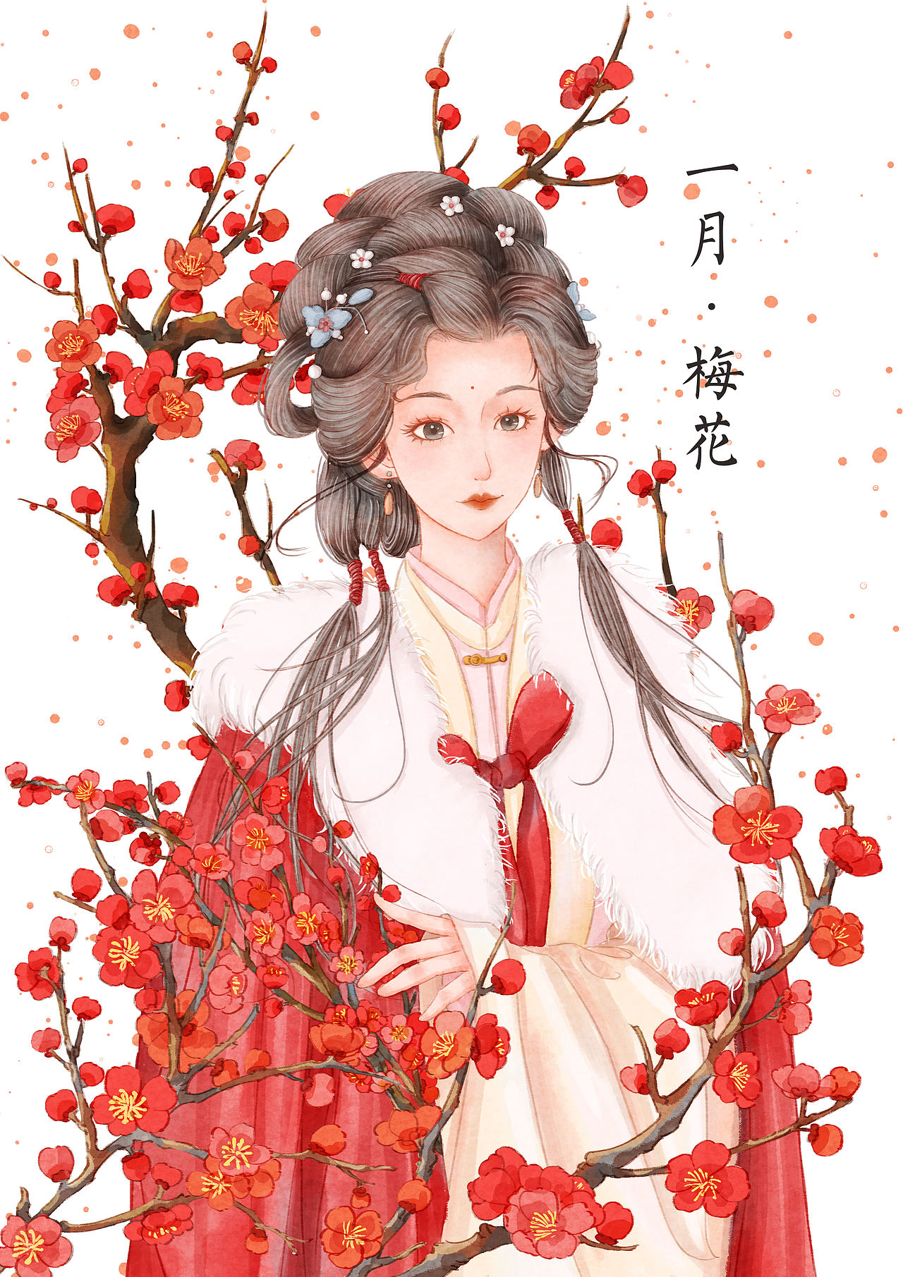 《十二花神系列》中国古风1-12月花神系列插画（图ZNDEwODc3Nzg0） - 商业插画 - 站酷设计师晓昭昭昭原创素材 - 站酷ZCOOL