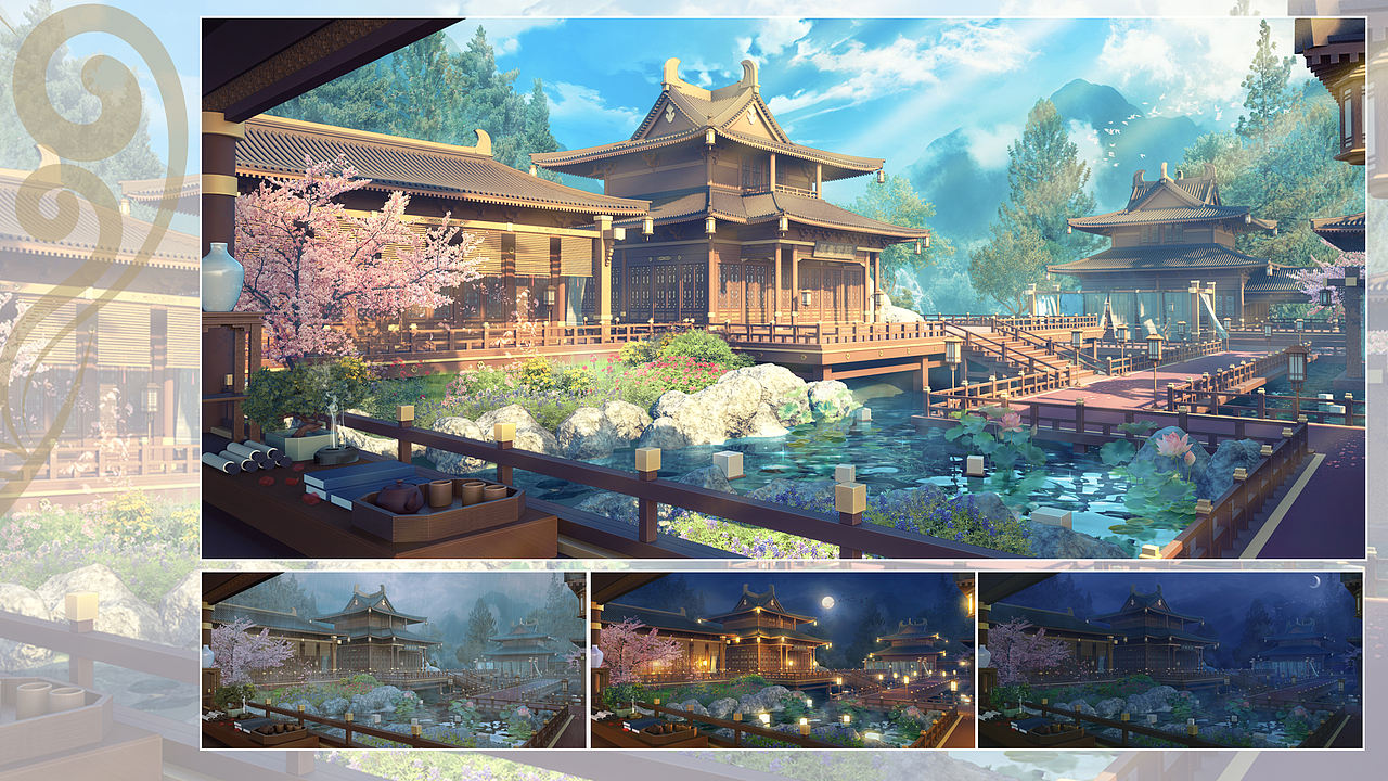 古风场景插画（图ZNDEwODgwMjEy） - 游戏原画 - 站酷设计师woodforet原创素材 - 站酷ZCOOL