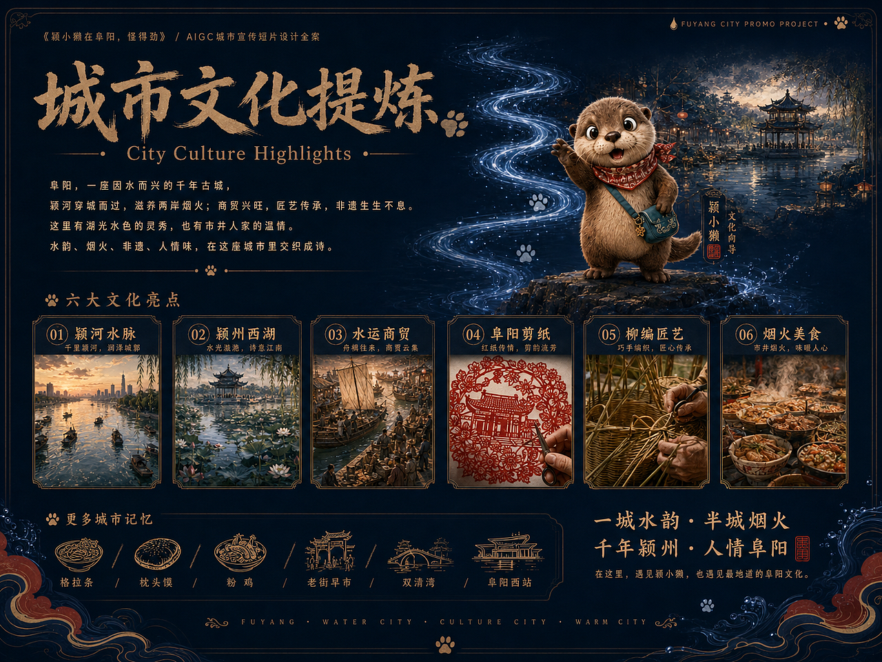 《颍小獭在阜阳,怪得劲》—AI城市文化宣传片概念设计(图ZNDEwOTAzMTIw) - AI作品 - 站酷设计师钰欣1原创素材 - 站酷ZCOOL