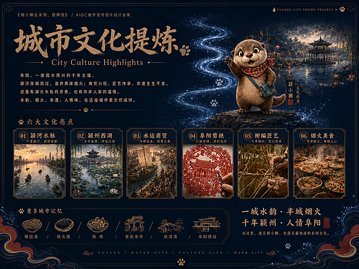 《颍小獭在阜阳，怪得劲》—AI城市文化宣传片概念设计