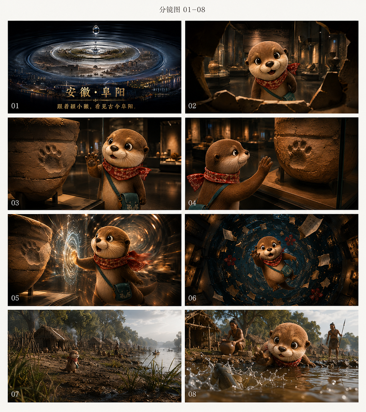 《颍小獭在阜阳,怪得劲》—AI城市文化宣传片概念设计(图ZNDEwOTAzNDEy) - AI作品 - 站酷设计师钰欣1原创素材 - 站酷ZCOOL