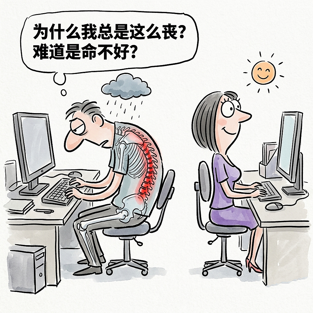 为什么你总是丧?不是生活太难,是你坐姿不对(图ZNDEwOTA3Nzgw) - 中/长篇漫画 - 站酷设计师huashuoshi原创素材 - 站酷ZCOOL