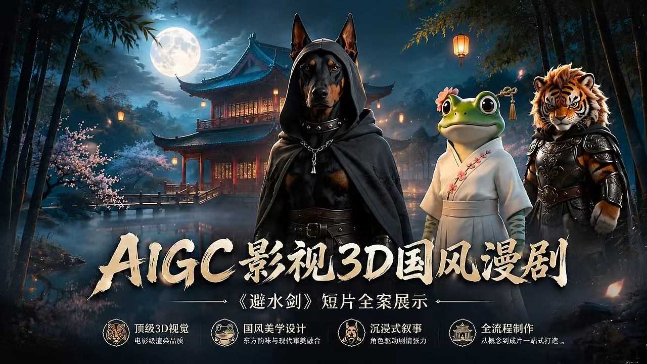 AIGC影视《避水剑》3D漫剧国风喜剧短片全流程创作展示（图ZNDEwOTE3NTMy） - AI作品 - 站酷设计师六一非原创素材 - 站酷ZCOOL