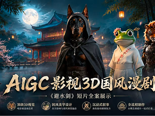 AIGC影视《避水剑》3D漫剧国风喜剧短片全流程创作展示