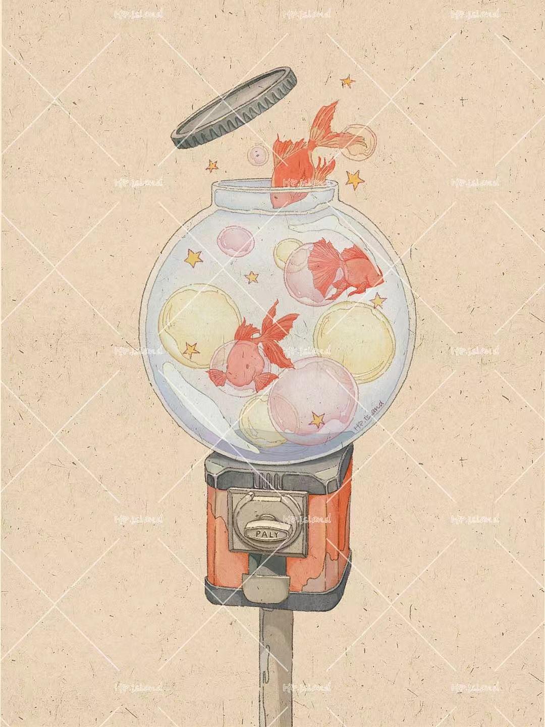 别投币了，我的扭蛋机只养金鱼🫧（图ZNDEwOTQ5Mjg4） - 儿童插画 - 站酷设计师HP0Island原创素材 - 站酷ZCOOL