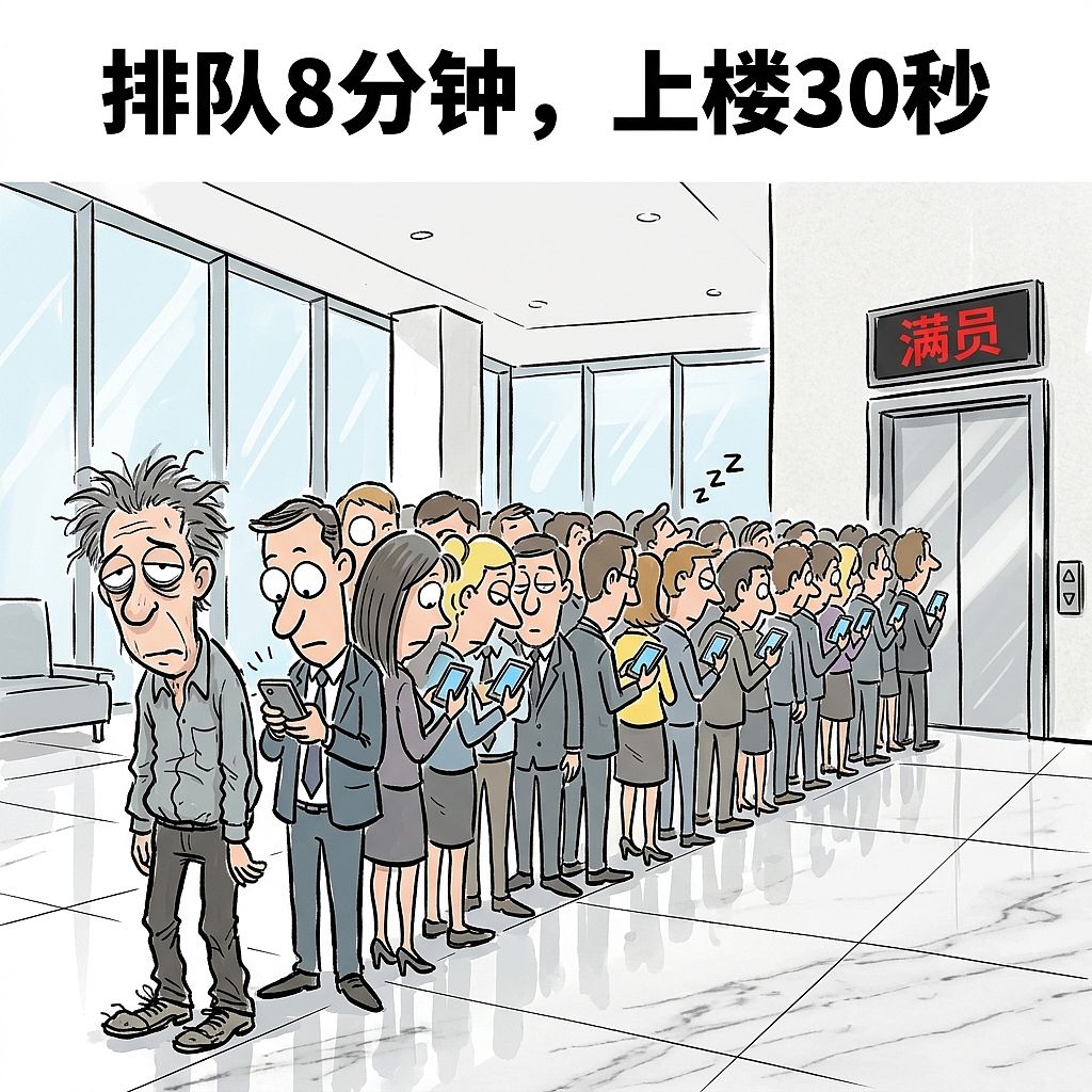 爬楼梯的人死亡率低24%!你在电梯里排队时已经输麻了(图ZNDEwOTUxMzI4) - 中/长篇漫画 - 站酷设计师huashuoshi原创素材 - 站酷ZCOOL