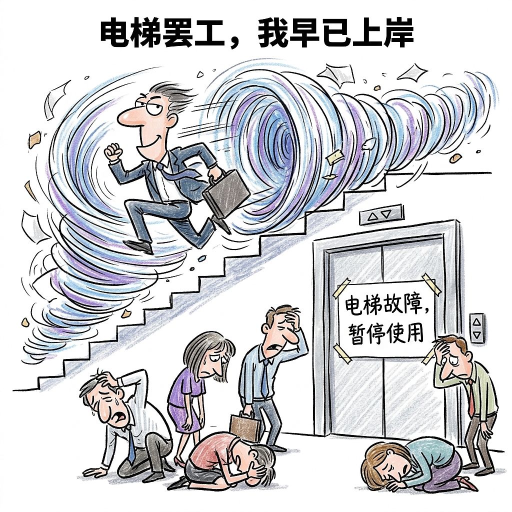 爬楼梯的人死亡率低24%!你在电梯里排队时已经输麻了(图ZNDEwOTUxMzU2) - 中/长篇漫画 - 站酷设计师huashuoshi原创素材 - 站酷ZCOOL