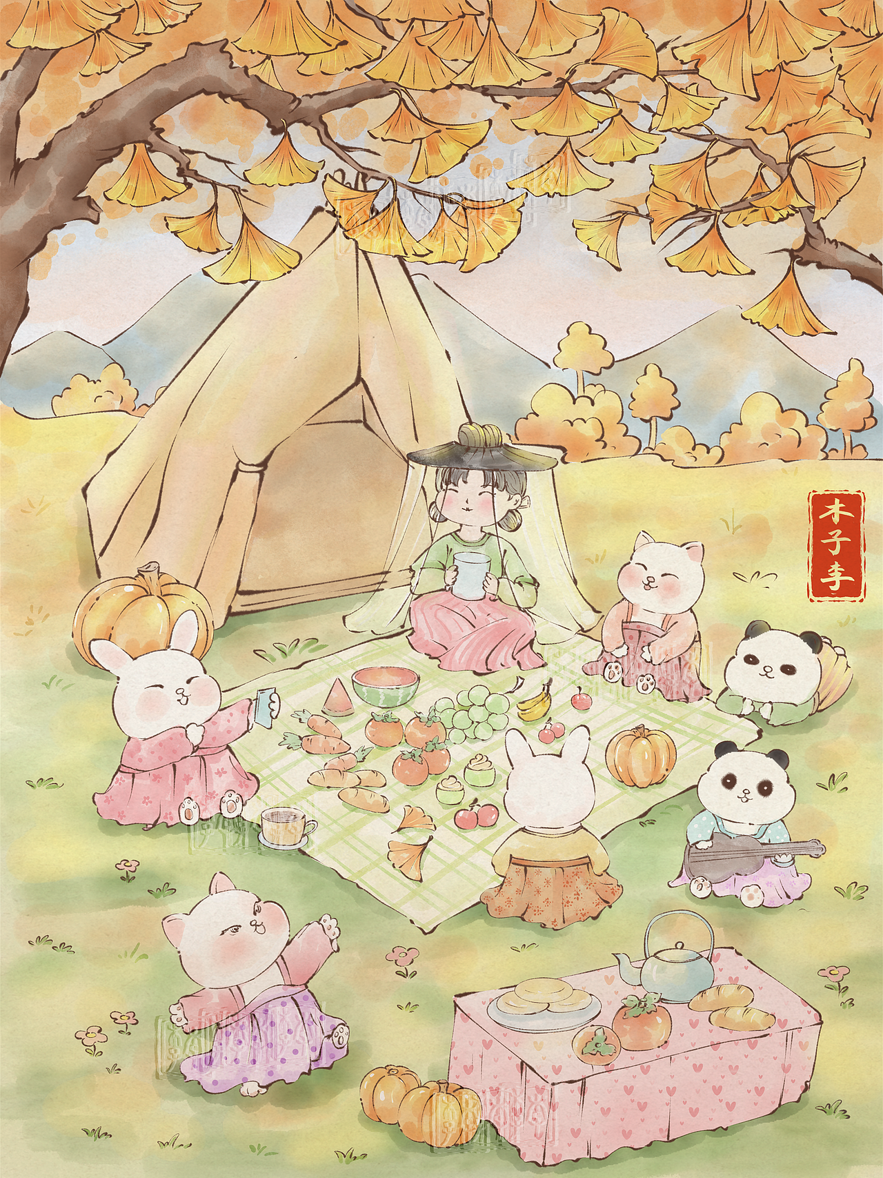 秋日里的聚会（图ZNDEwOTkzNTQ4） - 创作习作 - 站酷设计师木子李的画原创素材 - 站酷ZCOOL