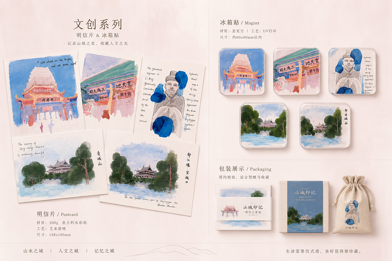 文艺系青城山都江堰（图ZNDEwOTkzNTg4） - 商业插画 - 站酷设计师予言Rhea原创素材 - 站酷ZCOOL
