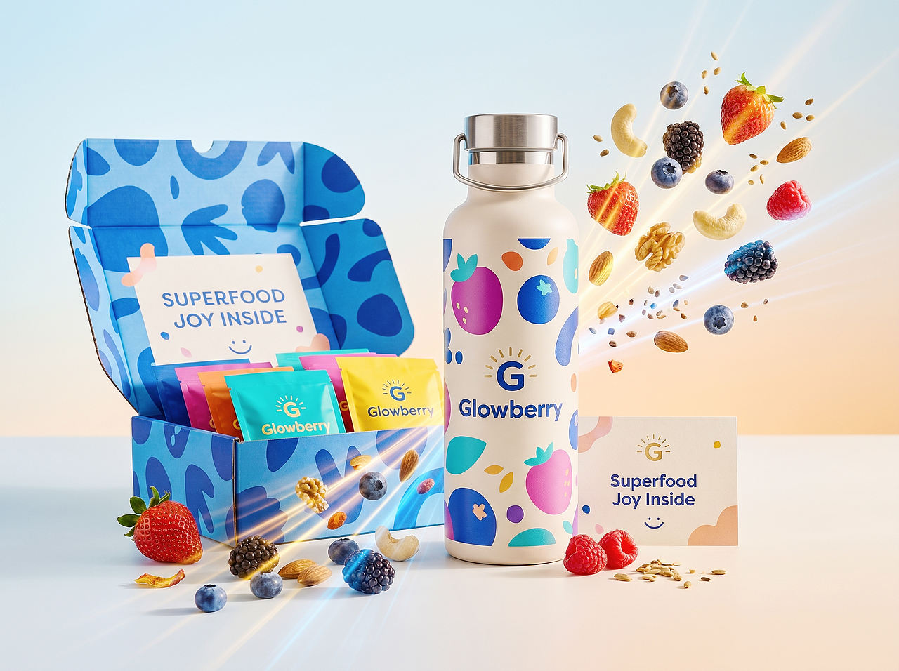 Up-Brands上游文传|GLOWBERRY: 打开一袋彩色健康(图ZNDExMDAyMDA4) - 包装 - 站酷设计师上游文创品牌设计原创素材 - 站酷ZCOOL